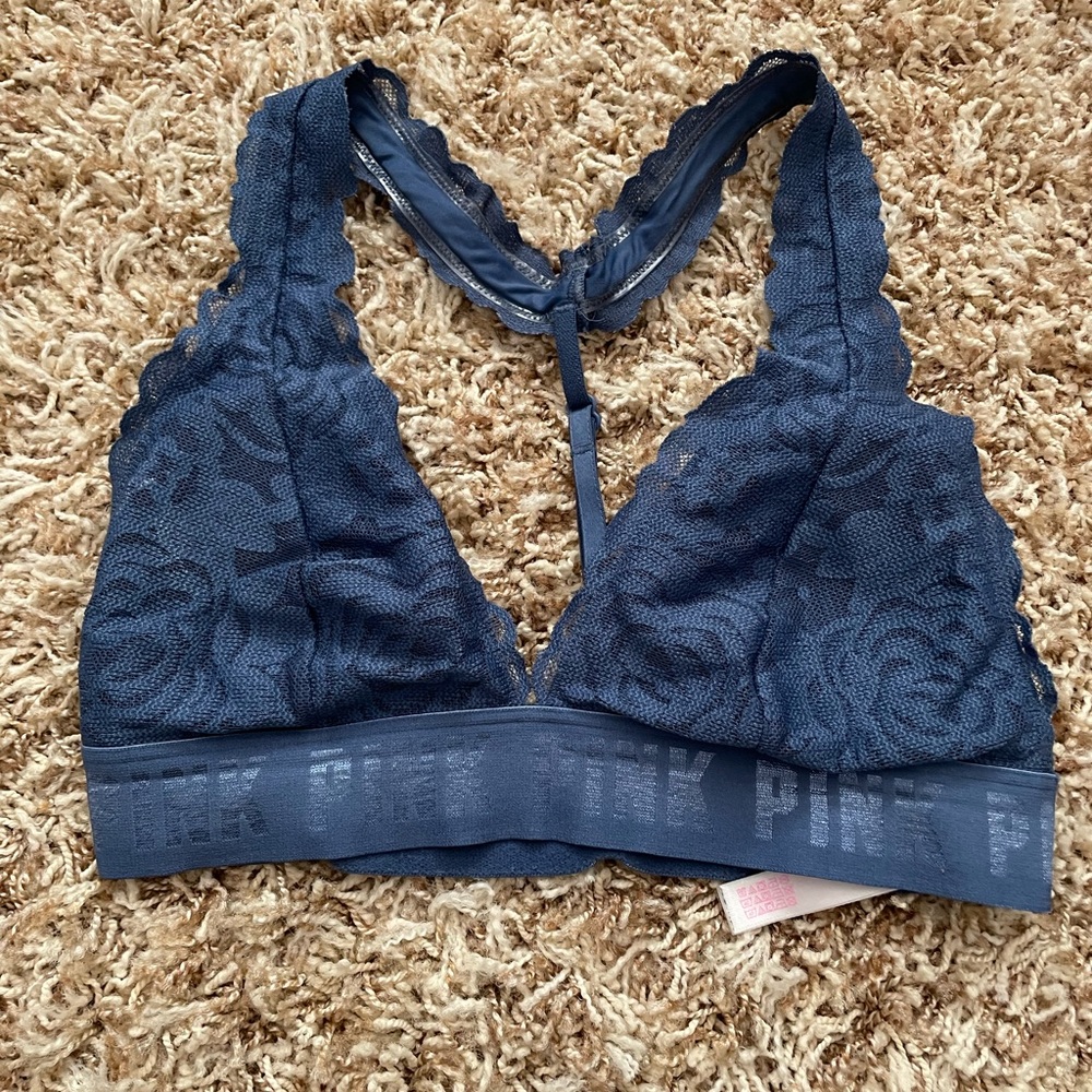 PINK blue lace bralette